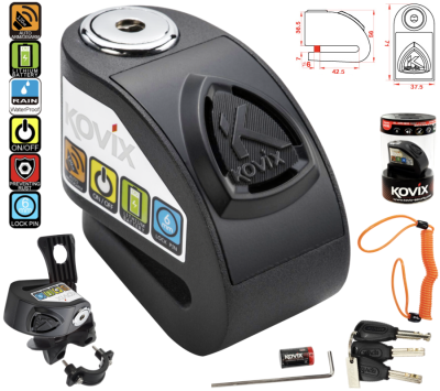 Blokada tarczy hamulcowej z alarmem KOVIX KD6 czarna