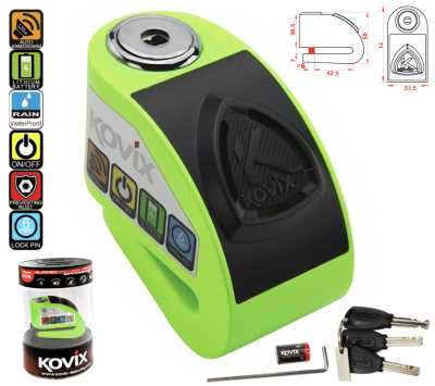 Blokada tarczy hamulcowej z alarmem KOVIX KD6 fluo zielony