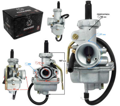 Gaźnik Moretti Street, 50cc 4T, p.16 mm, ssanie na dźwignię