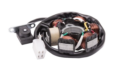 Iskrownik uniwersalny bez koła magnesowego do motoroweru 50cc 4T: 6 cewek, 5 przewodów