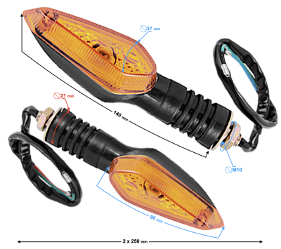 Kierunkowskazy przednie, żarówkowe z pom. kloszem do Fighter 2018