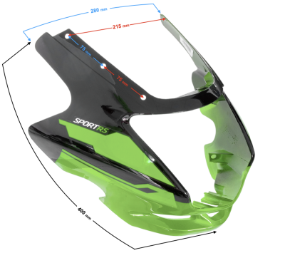 Obudowa reflektora czarno-zielona do motoroweru Sprint 2