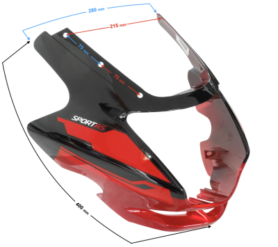 Obudowa reflektora czarno-czerwona do motoroweru Sprint 2