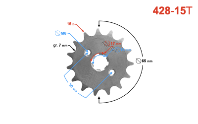Zębatka 428-15 do motoroweru (z otworami)