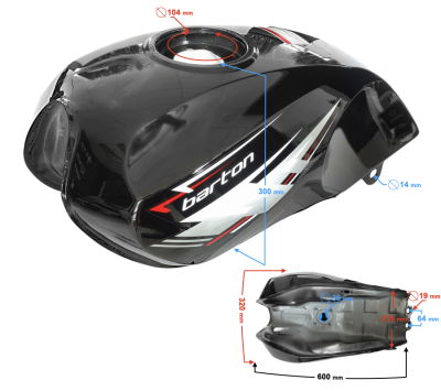 Zbiornik paliwa czarny do motoroweru Fighter 2