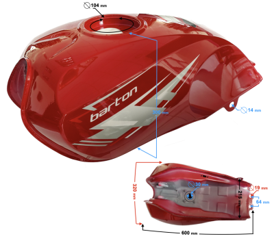 Zbiornik paliwa czerwony do motoroweru Fighter 2