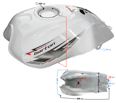 Zbiornik paliwa biały do motoroweru Fighter 2