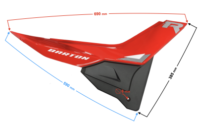 Obudowa boczna (tylna) prawa czerwona do motoroweru FR 2
