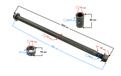 Oś koła tylnego do motoroweru FR 2