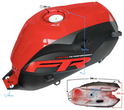 Zbiornik paliwa czerwony do motoroweru FR 2