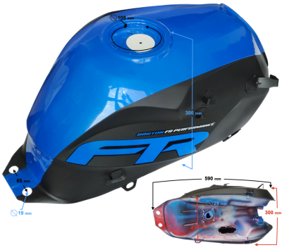 Zbiornik paliwa niebieski do motoroweru FR 2