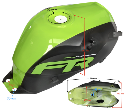 Zbiornik paliwa zielony do motoroweru FR 2