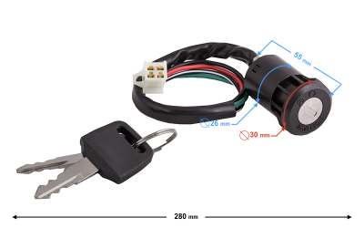 Stacyjka  z końcówką żeńską do ATV (4 przewody 300mm)