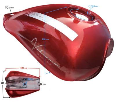 Zbiornik paliwa czerwony do motoroweru Volcano / Euro 5