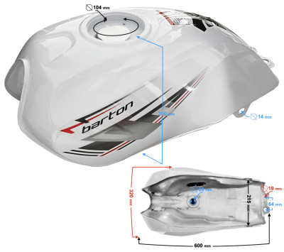 Zbiornik paliwa biały do motoroweru Fighter 2 / Euro 5