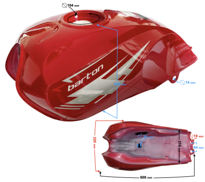 Zbiornik paliwa czerwony do motoroweru Fighter 2 / Euro 5