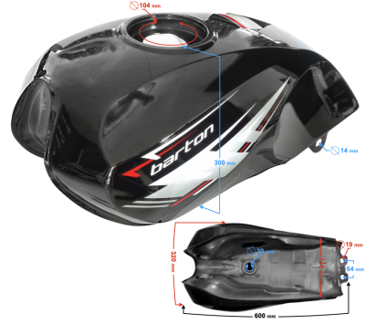 Zbiornik paliwa czarny do motoroweru Fighter 2 / Euro 5