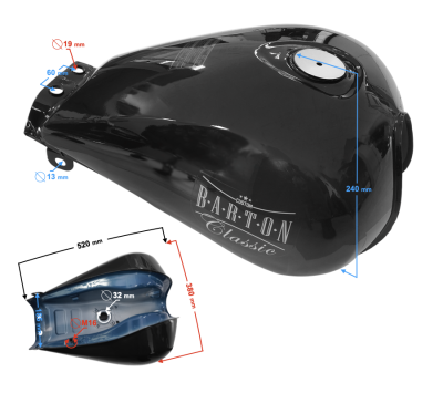 Zbiornik paliwa czarny do motocykla Classic 125 na wtrysk