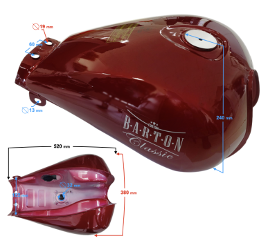 Zbiornik paliwa czerwony Classic 125 (Euro 5)