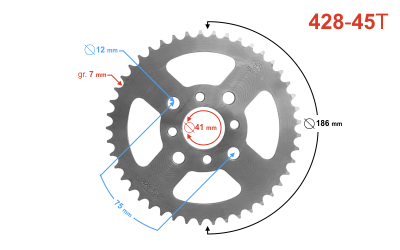 Zębatka tylna Moretti 45/428 do ATV 200