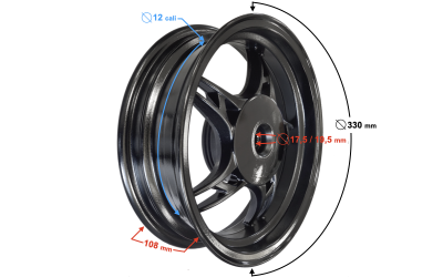 Felga tył 12-3,50 hamulec bębnowy Falcon 50 E4 2 aluminiowa 4t 19 frezów