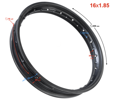 Obręcz koła tył 16/1,85 CROSS NXT150