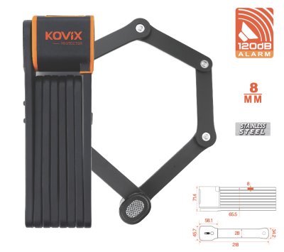 Zapięcie stalowe składane z alarmem KOVIX KFS-001