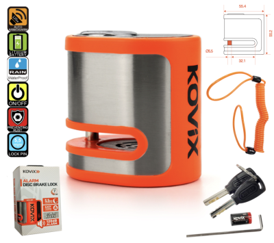 Blokada tarczy hamulcowej z alarmem KOVIX KDS-001 pomarańczowa
