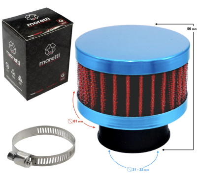 Filtr powietrza stożkowy niebieski, średnica 31 mm