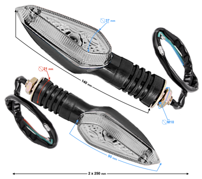 Kierunkowskazy przednie do motoroweru Fighter 2, ledowe