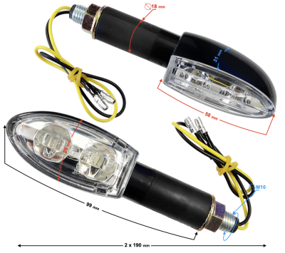 Kierunkowskazy uniwersalne MRT-046, ledowe (12 diod SMD)  czarne, (E- mark)