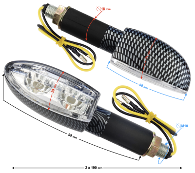 Kierunkowskazy uniwersalne MRT-046, ledowe (12 diod SMD)  kolor Karbon (E- mark)