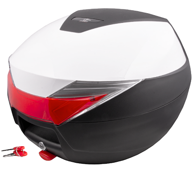 Kufer Moretti, MR-713, 30l, Biały, czerwony odblask