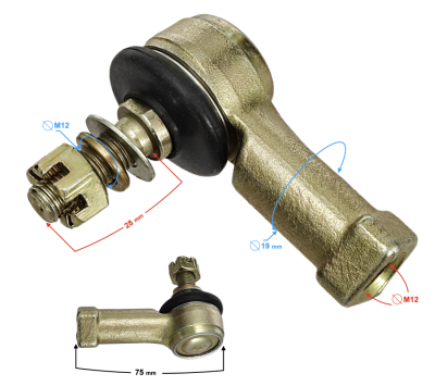 Końcówki drążka kierownicy 12mm/12mm ATV  Prawe