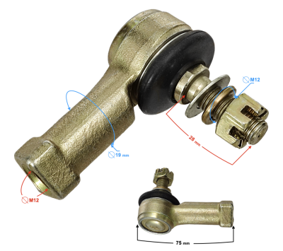 Końcówki drążka kierownicy 12mm/12mm ATV  Lewe